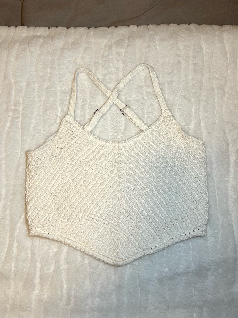 Hollister White Cotton Crochet Bandana Tank